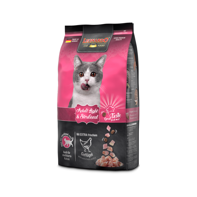 Leonardo Adult Light & Sterilised 300g сухой корм для стерилизованных кошек или кошек с избыточным весом