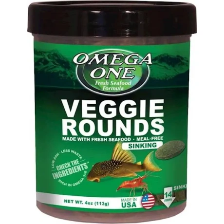 Omega One Veggie Rounds 118г - Таблетки для всех растительноядных рыб морских и пресноводных