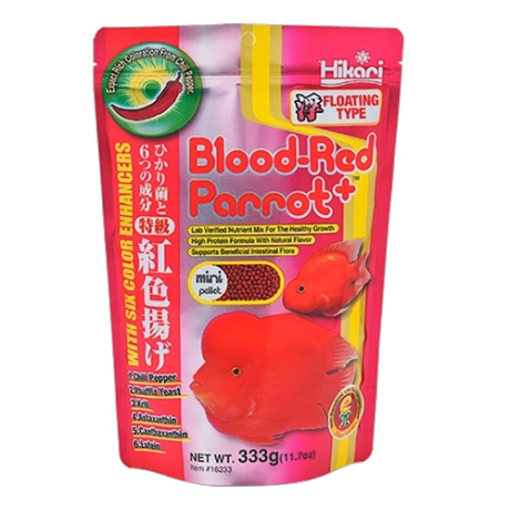Hikari Blood Red Parrot+ Mini 333g peldošā barība sarkanajiem papagaiļiem