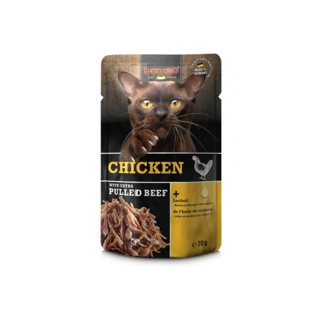 Leonardo Chicken + extra Pulled Beef 70g влажный корм для кошек, курица + тушеная говядина