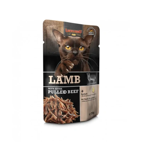 Leonardo Lamb + extra Pulled Beef 70g влажный корм для кошек, баранина + тушеная говядина