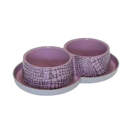 Миска Double Trendy Dinner Wildlife розовая 2x350мл