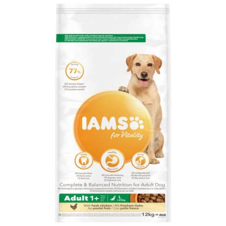 IAMS Barība pieaugušiem suņiem ar vistu, lieliem suņiem 12 kg